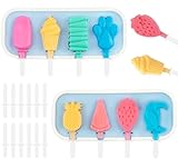 2 Stück Eis Am Stiel Formen, Eisformen Silikon Karikatur DIY mit Deckel...