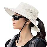 KorhLeoh Damen-Sonnenhut mit UV-Schutz, faltbar, Netzstoff, breite Krempe,...