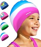 Badekappe Kinder - wasserdichte Badehaube für Jungen Mädchen, Silikon...