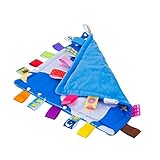 Eyand Baby-Tröster Decke, Taggie Decke NO Crinkle Ton Blau mit bunten Tag,...