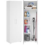 Bellamio Apol Besenschrank - Mehrzweckschrank in Weiß - Vorratsschrank mit...