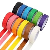 TaleMoon Washi Tape Set,12 Rolle Kreppband Bunt,15mm x 13m Regenbogen...