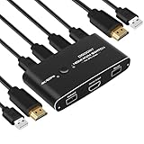 4K 60Hz HDMI KVM Switch, 2 Port USB HDMI Umschalter für 2 Computer 1...