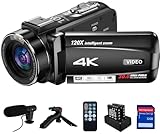 Videokamera 4K Camcorder, 10X Optischer Zoom, 120X Intelligenter Zoom 30MP...