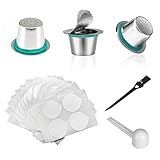 3 Stücke Edelstahl Wiederverwendbar Kaffeekapseln mit 60 Stücke Aluminum...