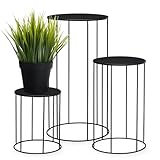 Spetebo Metall Blumenhocker 3er Set rund schwarz - 39, 29 und 19 cm -...