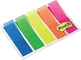 Post-it Index, 5 x 20 durchgefärbte Haftstreifen im Etui (11,9 x 43,2 mm)...