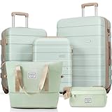 Merax 5-teiliges ABS-Hartschalen-Kofferset mit Spinner-Rollen, hellgrün,...