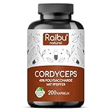 Raibu Cordyceps Kapseln hochdosiert 200 Kapseln mit 2100 mg Pilz Extrakt...