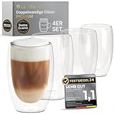Lemontree 4er Set Latte Macchiato Gläser 450ml - Gastronomie Qualität -...