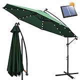 Ansobea Sonnenschirm 300cm Ampelschirm LED Solar mit Kurbel, Alu...