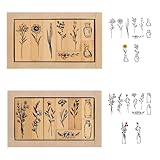 16 Stück Holzstempel Stempelset Stempel Blumen Stempel Holz mit...