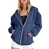Sweatjacke Winterjacke Damen Lang Hoodie Herbstjacke übergroßes...