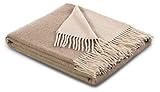 biederlack® samt weiche Kuschel-Decke Wool-Mix Natur-Sand I aus Wolle &...