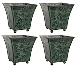 Hosley Set mit 4 grünen, antiken geprägten Pflanzgefäßen, 13,3 cm L x...