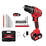 Power Drill Set | Power Tool Combo Kit mit 2 Akkus und Ladegerät,...