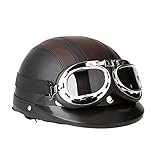 Shkalacar Motorradhelm Vintage Scooter Chopper Motorradhelm mit offenem...
