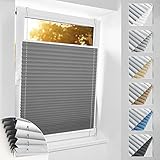 bobodeco Plissee ohne Bohren Verdunkelung Klemmfix, Grau 80x230 cm(BxH)...
