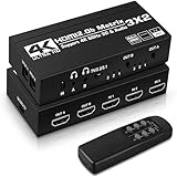 SIGRAPID HDMI2.0 Matrix 3X2 4K60Hz HDMI Matrix Switch & Dual Audio Video...