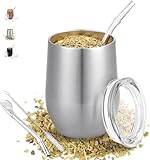 TELANKS Modernes Mate Becher 340 ml, Yerba Mate Cup Set Edelstahl...