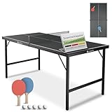 Juskys Mini Tischtennisplatte Flexi mit Zubehör - Tisch klein & klappbar -...