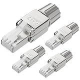 AXFEE 4 x RJ45 Stecker Werkzeuglos für Verlegekabel Cat7, Netzwerkstecker...