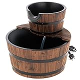 Nexos Gartenbrunnen Springbrunnen Holzbrunnen Holz Garten Brunnen Fass m....