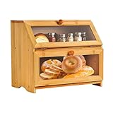 Gute Doppeldecker Bambus-Brotkasten, 2-lagige Brotbox, umweltfreundliche...