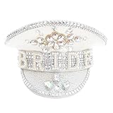 TONXX Strass-Navy-Hut für Dame, Hochzeit, Braut, glitzernder Sergeant-Hut,...