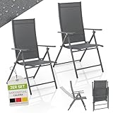 Juskys Gartenstuhl Calena 2er Set Anthrazit - 7-Fach verstellbar & klappbar...