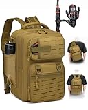 BlesMaller 2 in 1 Angelrucksack mit Rutenhalter Angeltasche 25L taktische...