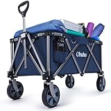 Ohuhu XL Bollerwagen Faltbar 145L 180kg Belastbarkeit, klappbar Strandwagen...