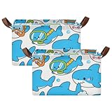 BCFHRGT Dekorative Regalkörbe mit Griffen, Cartoon-Motiv, Delfinblau, 2...