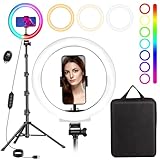 MICCYE Ringlicht mit Stativ 10 Zoll RGB Ring Light Gesamthöhe 180cm...