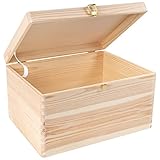 Creative Deco XXL Große Holzkiste mit Deckel und Schloss | 40x30x24 cm...