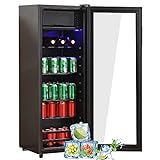 Merax Kühlschrank 128L, Freistehend Getränkekühler mit 120L-Kühlschrank...