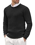 COOFANDY Pullover für Herren Zopfmuster Pullover mit Rundhals Kragen Slim...