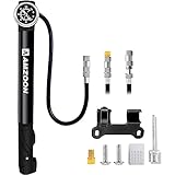AMZOON Fahrradpumpe mit Manometer, verlängerter Schlauch, Mini-Pumpe,...