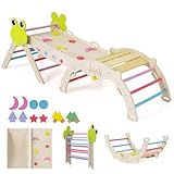 HOMASIS 7 in 1 Kletterdreieck mit Rutsche, Kletterbogen, Wippe &...