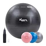 KM-Fit Gymnastikball 75cm | Trainingsball mit Luft-Pumpe | Sitzball Büro...
