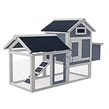 Wiltec Hühnerstall 1520 x 520 x 920 mm grau weiß mit Freilauf und...