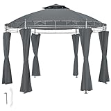 tectake® Pavillon rund Ø 3,5m, Partyzelt mit Dach und Seitenteilen, inkl....