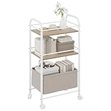 YITAHOME 3-stöckiger servierwagen, rollbarer Küchenwagen mit Holzbrett,...