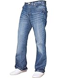 Herren-Jeans, Bootcut-Schnitt, ausgestelltes Bein, weit, blaue Denim-Jeans...