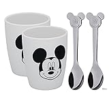 WMF Disney Mickey Mouse Tassen Set M, 2 Tassen mit Löffel, Porzellan,...
