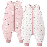 Looxii 2er Pack Schlafsack Baby mit füßen 1.5 Tog Baumwolle...