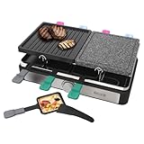 BURI 2X Raclette Grill mit Natursteinplatte Tischgrill Partygrill...