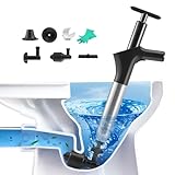 Verstopfte Toilette, Druckluft Rohrreiniger mit Handschuhe Pressluft...