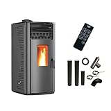 Anita Luft-Pelletofen 12 kW schwarz Sannover + Anschluss-Set für...