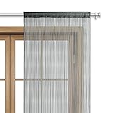 wometo Fadenvorhang Türvorhang Fäden 90x245 cm dunkelgrau -...